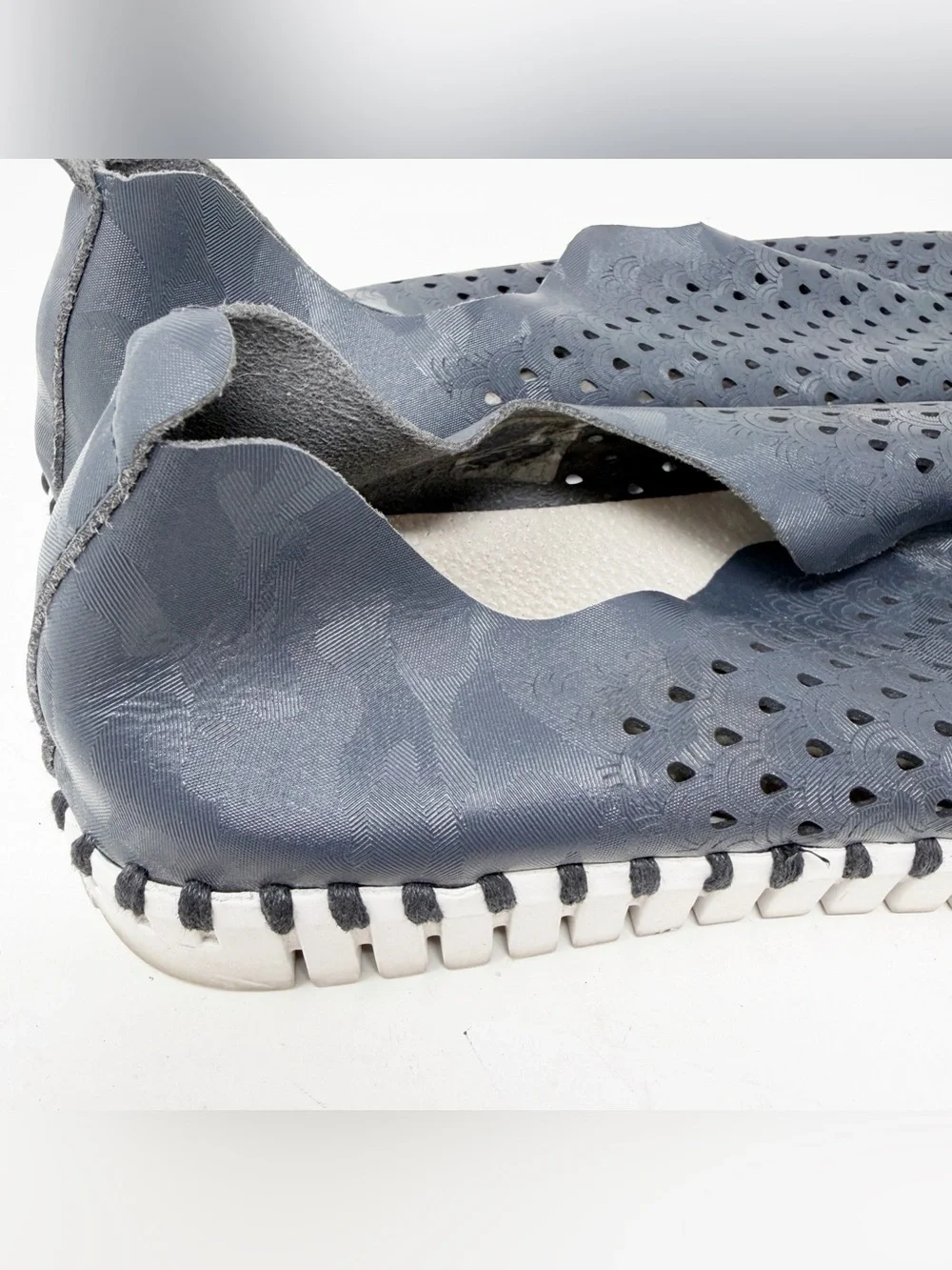 Ilse Jacobsen Tulip Navy Perforated Slip On Sneakers Comfort Shoes Size 37
